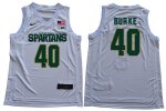 Men Braden Burke Michigan State Spartans #40 Nike NCAA White Authentic College Stitched Basketball Jersey OK50P73NE